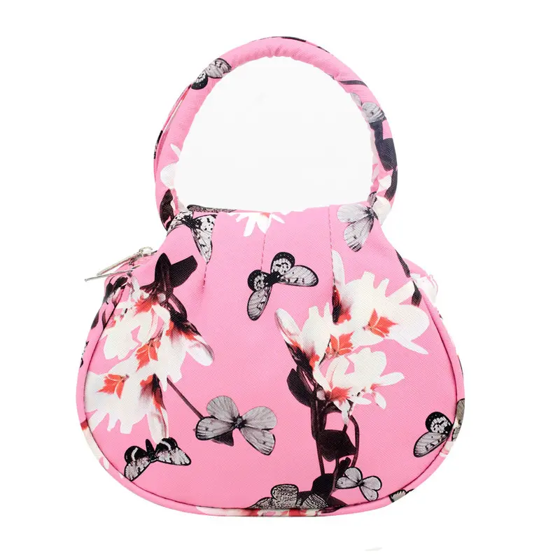 Flama Vintage Print Shoulder Bag Small Crossbody Bags Flower Design Handbag Purse Totes Black/White/Pink 2