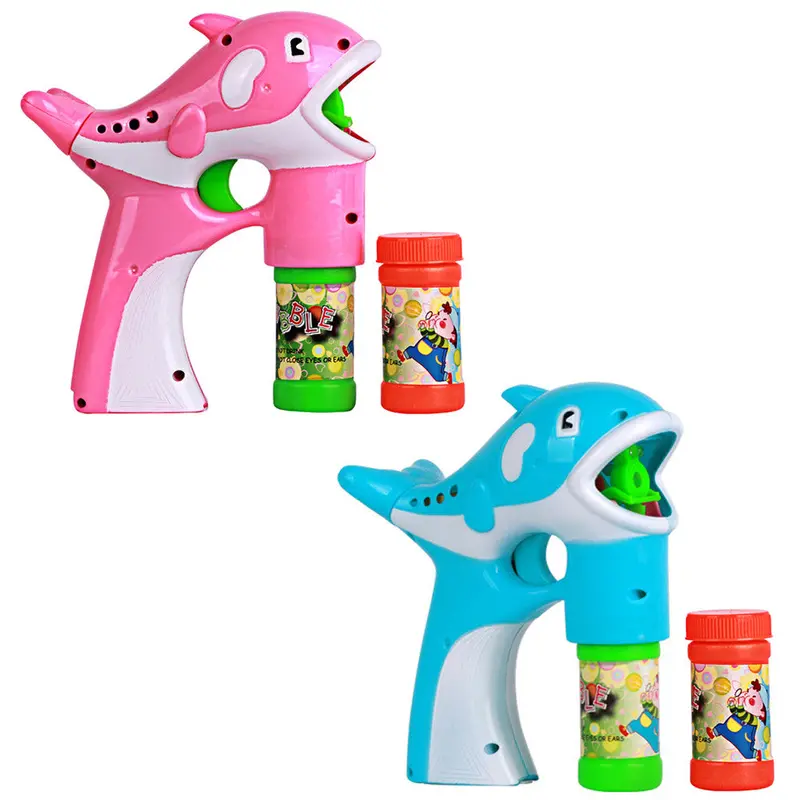 Flashing Dolphin Gun Soap Bubbles Machine For Kids Plastic Dolphin Bubble Gun Toy + 2 X Liquid Soap Bubble Water For Children 1