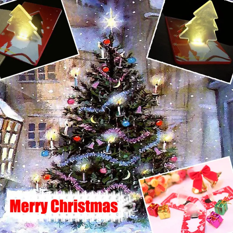 Flashing Toys Pocket Folding Xmas Tree Shape Led Light Credit Card Toy 1