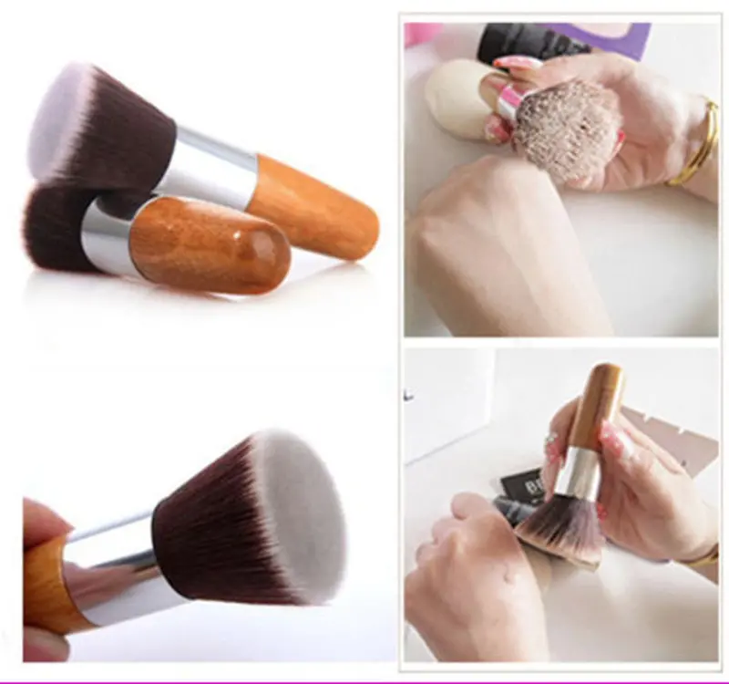 Flat Top Buffer Foundation Powder Beauty Brush Cosmetic Make Up Brushestool Wooden Handle 1