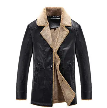 Fleece Leather Pu Cotton Jackets Coats Jaqueta Masculina Casual Slim Fit Veste Homme Padded Jacket 1