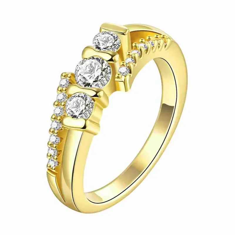 Floating Charms 18K Gold Plated Ring Oblique Interchange With Crystal Anel S In Euros 2