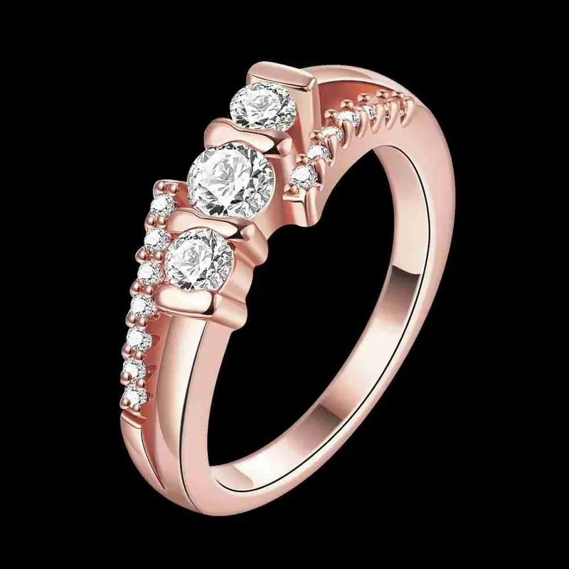 Floating Charms 18K Gold Plated Ring Oblique Interchange With Crystal Anel S In Euros 4