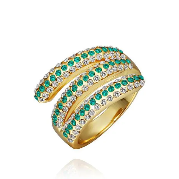 Floating Charms 18K Gold Plating Ring Green Ethnic Opal Margarida265 1