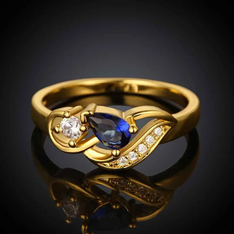 Floating Charms 18K Gold Plating Ring Insets Wave Pattern Anel De Ouro Wedding Decoration173 10