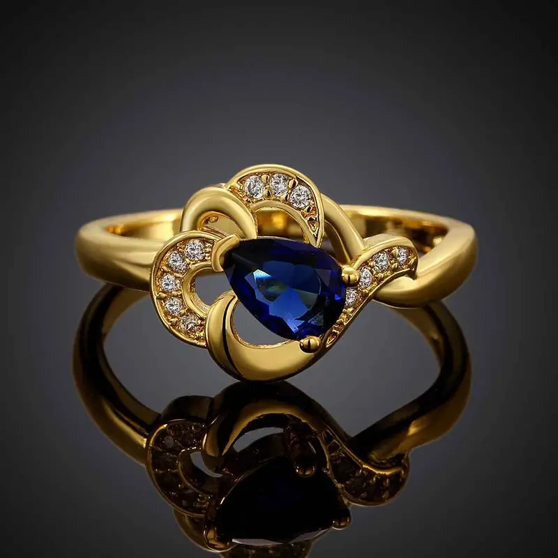 Floating Charms 18K Gold Plating Ring Insets Wave Pattern Anel De Ouro Wedding Decoration173 4