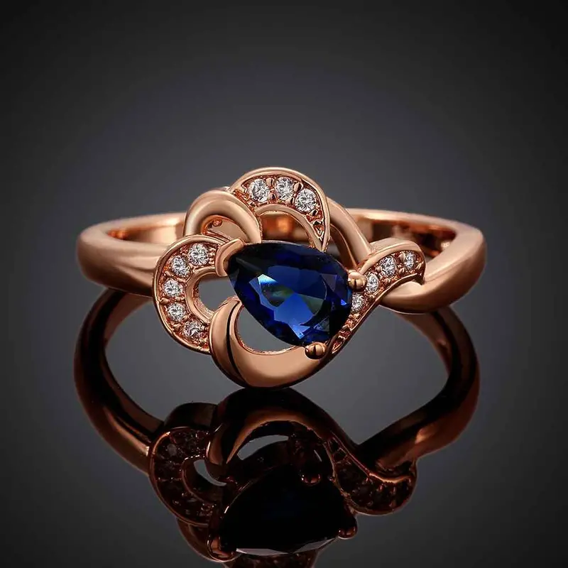 Floating Charms 18K Gold Plating Ring Insets Wave Pattern Anel De Ouro Wedding Decoration173 5