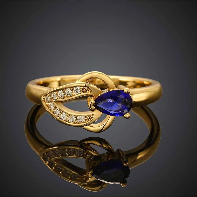 Floating Charms 18K Gold Plating Ring Insets Wave Pattern Anel De Ouro Wedding Decoration173 6