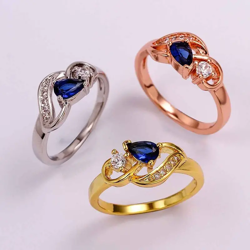 Floating Charms 18K Gold Plating Ring Insets Wave Pattern Anel De Ouro Wedding Decoration173 9