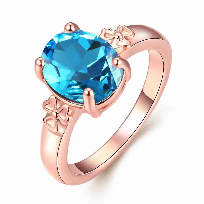 Floating Charms 18K Real Gold Plated Wedding Ring Four Claws Package Beads Bague Bone143 4