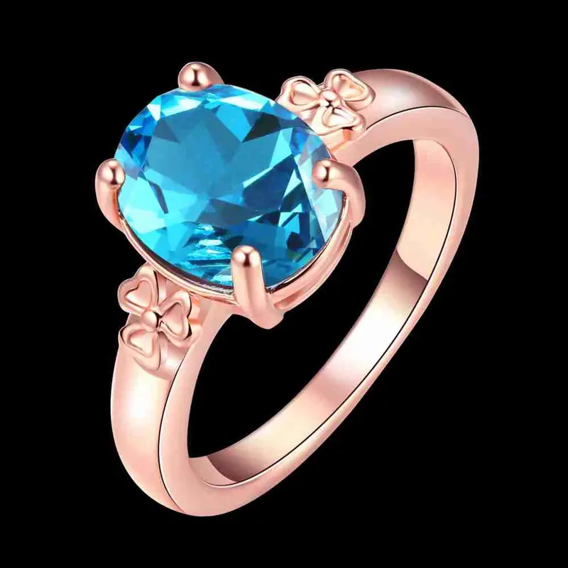 Floating Charms 18K Real Gold Plated Wedding Ring Four Claws Package Beads Bague Bone143 5