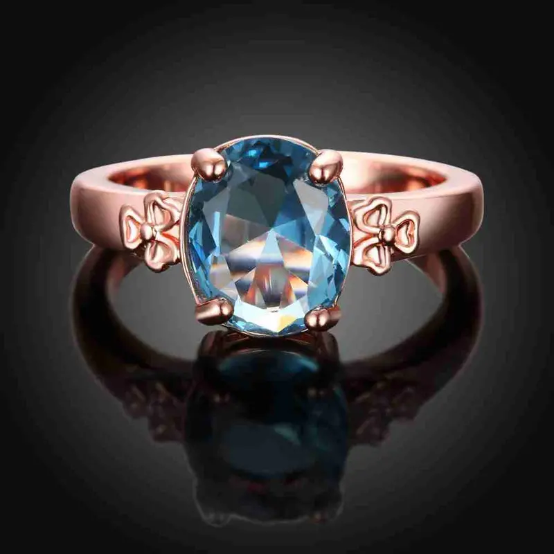 Floating Charms 18K Real Gold Plated Wedding Ring Four Claws Package Beads Bague Bone143 6