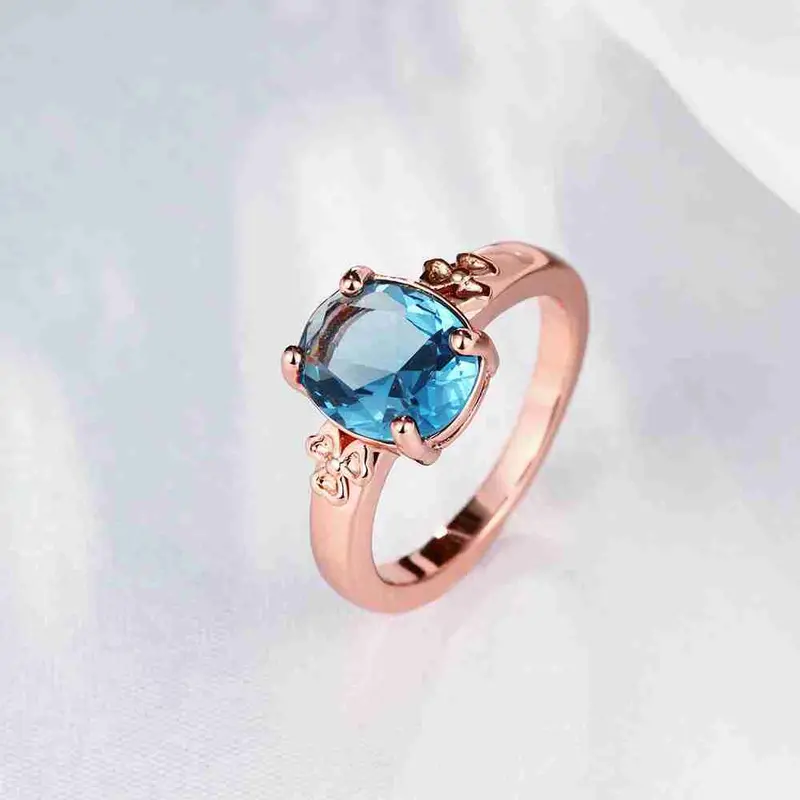 Floating Charms 18K Real Gold Plated Wedding Ring Four Claws Package Beads Bague Bone143 7