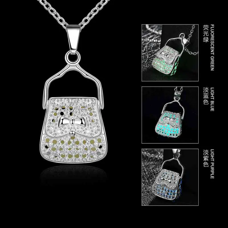 Floating Charms Glow In The Dark Necklace Women Pattern Bag Bisuteria Costume Jewellery Luyn 68 3