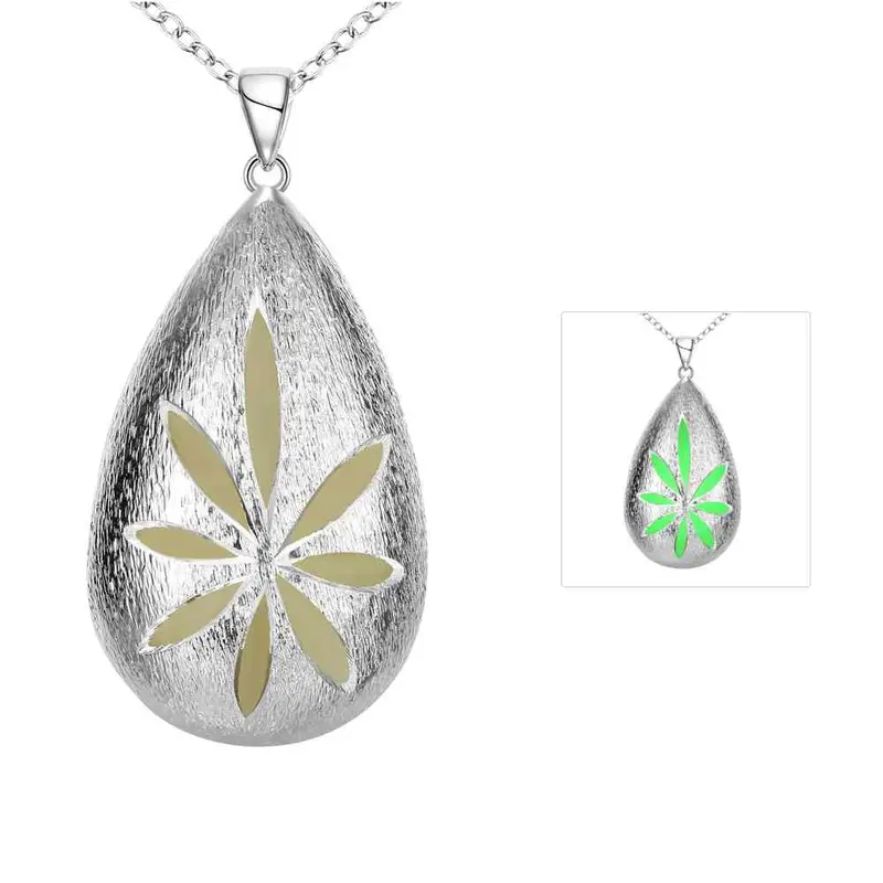 Floating Charms Glow Jewelry Pendant Necklace Hollow Stone Flower Bisuteria Bijouterie Luyn 44 2