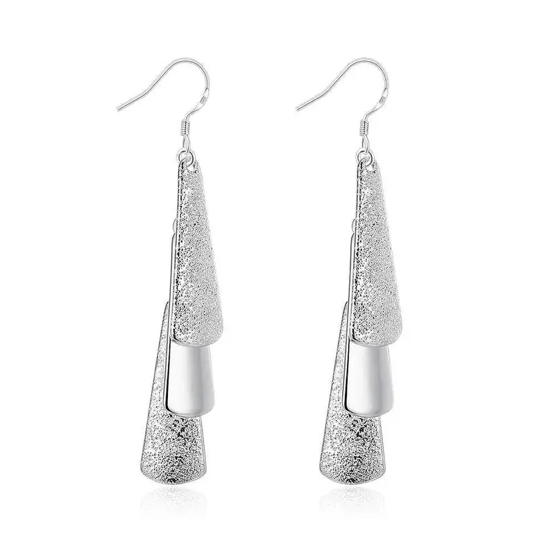Floating Charms Silver Plated Clip On Earrings Triple Pieces Drop Boucle Doreille Femme Joyas 219 1