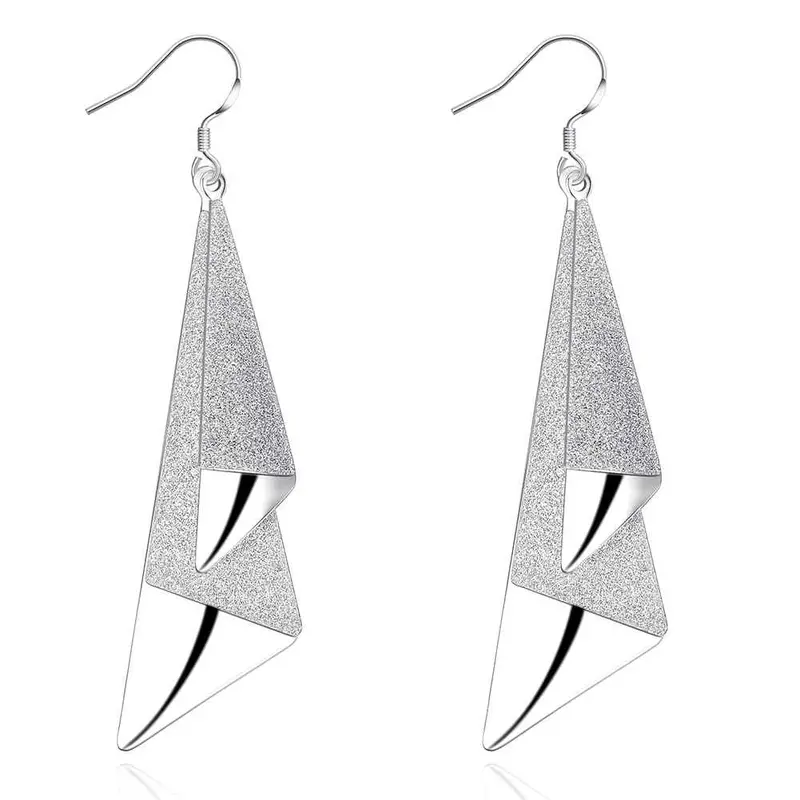 Floating Charms Silver Plated Clip On Earrings Triple Pieces Drop Boucle Doreille Femme Joyas 219 2