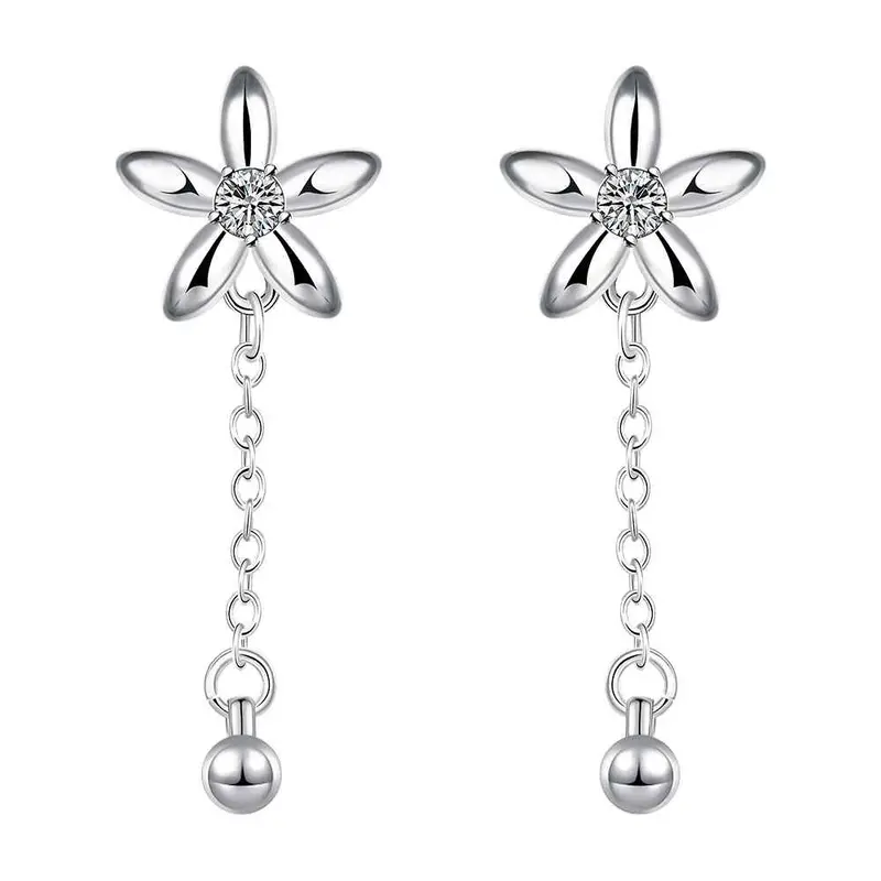 Floating Charms Silver Plated Earings Flower Stud Ear Cuff Horloge 1