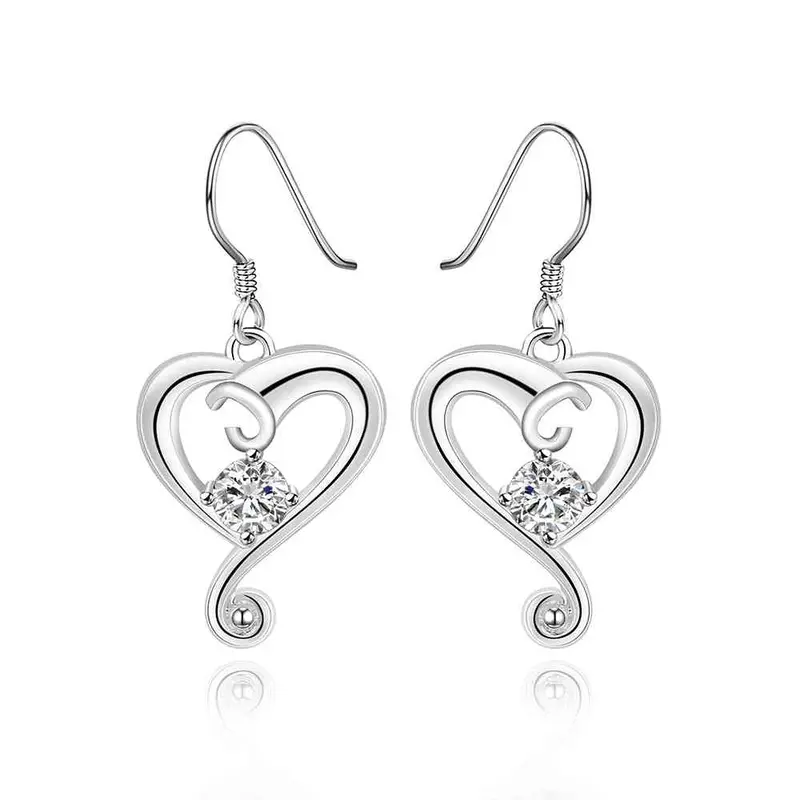 Floating Charms Silver-Plated Earring Cloud Heart White Drop Pendientes Bear Floating Charms 1