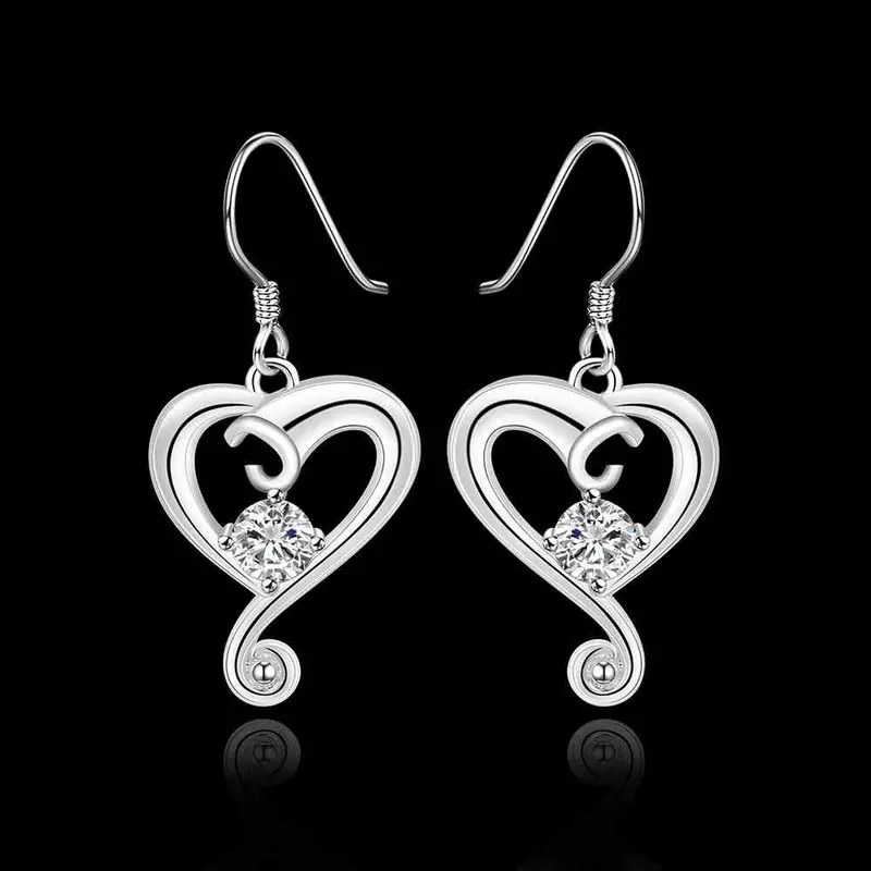 Floating Charms Silver-Plated Earring Cloud Heart White Drop Pendientes Bear Floating Charms 2