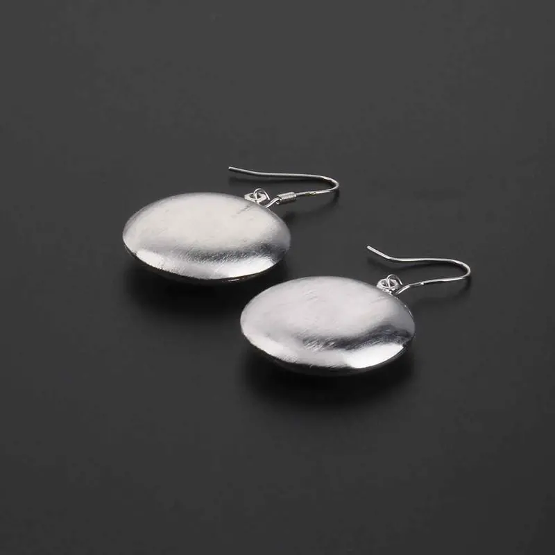 Floating Charms Silver Plated Earrings Sand Round Cattle Drop Cufflinks Love 1
