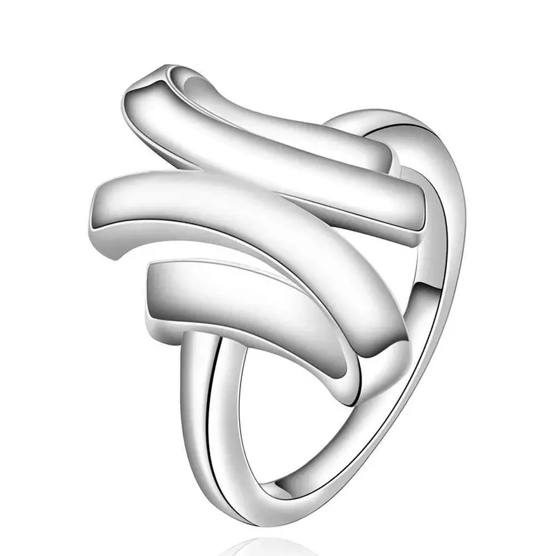 Floating Charms Silver Plated Engagement Rings 3 Line Stone Anillos Bijoux Women 28 5