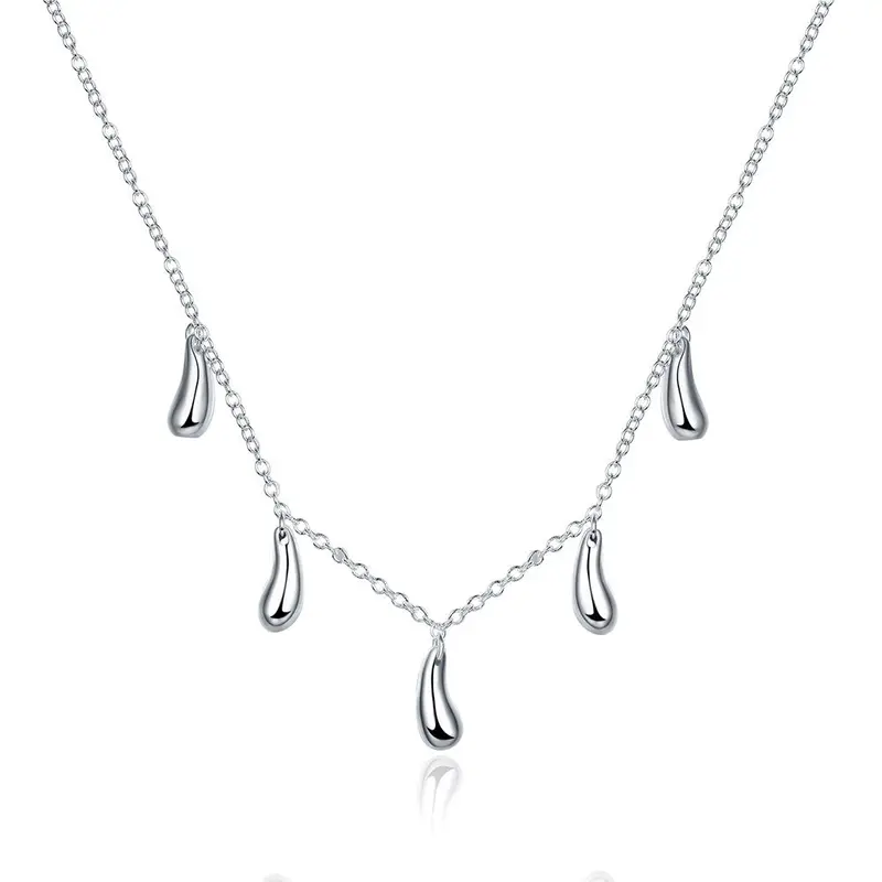 Floating Charms Silver Plated Necklace Women Droplets Colares Bijoux353 1