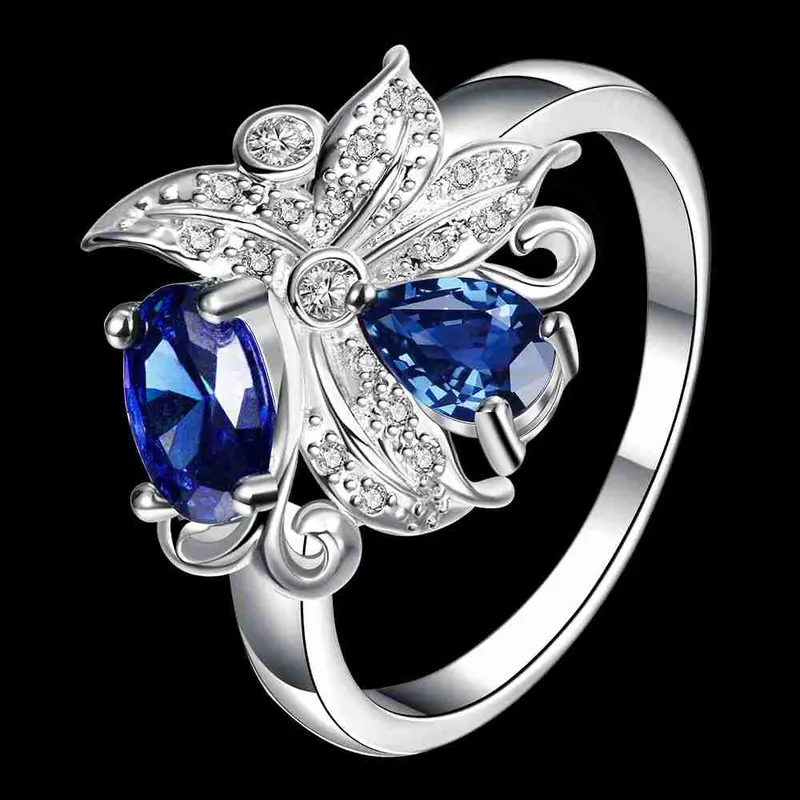 Floating Charms Silver Plated Ring Large Clusters Of Flowers Ring Men 1