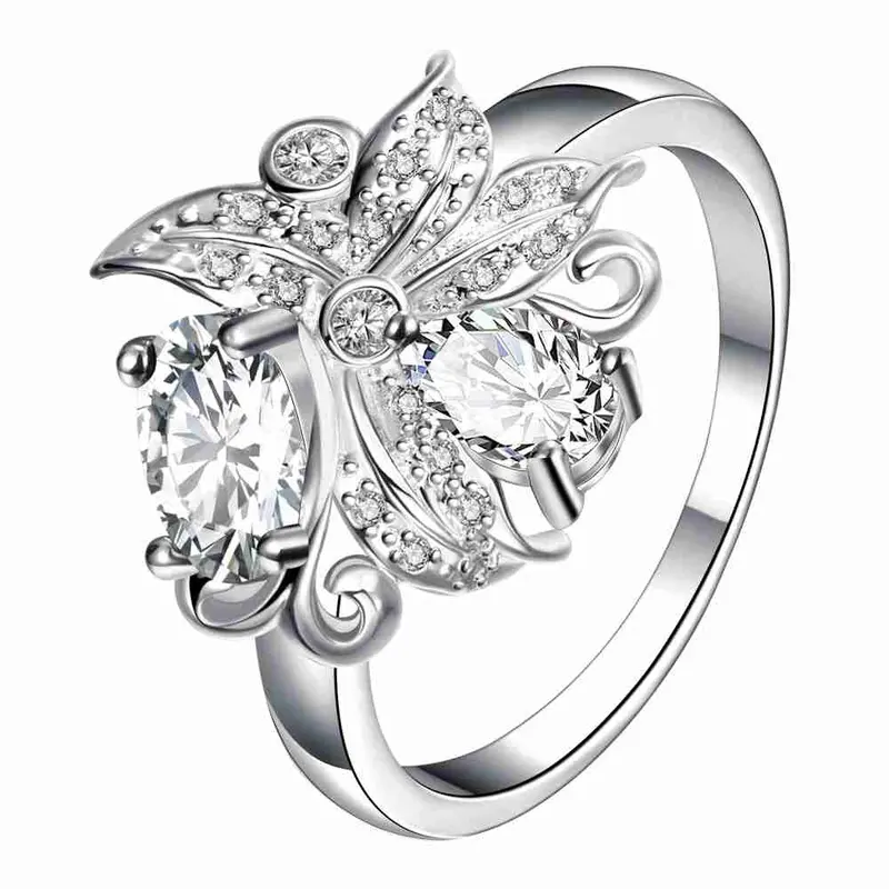 Floating Charms Silver Plated Ring Large Clusters Of Flowers Ring Men 4