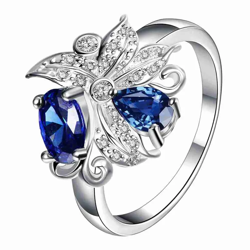 Floating Charms Silver Plated Ring Large Clusters Of Flowers Ring Men 5