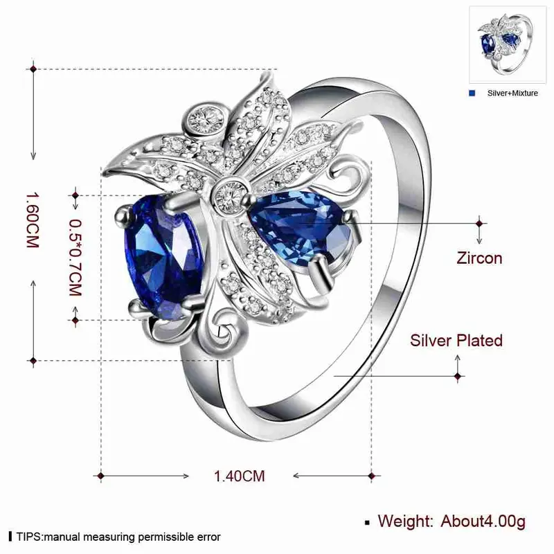 Floating Charms Silver Plated Ring Large Clusters Of Flowers Ring Men 7