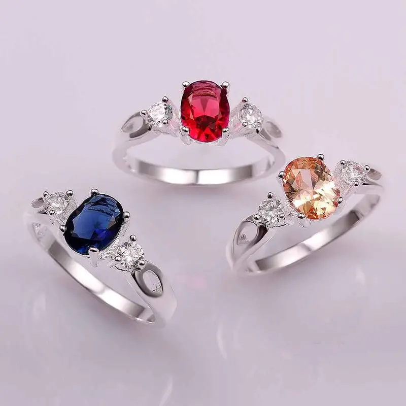 Floating Charms Silver Rings Insets Gem Anel Masculino Ruby Jewelry1 7 14