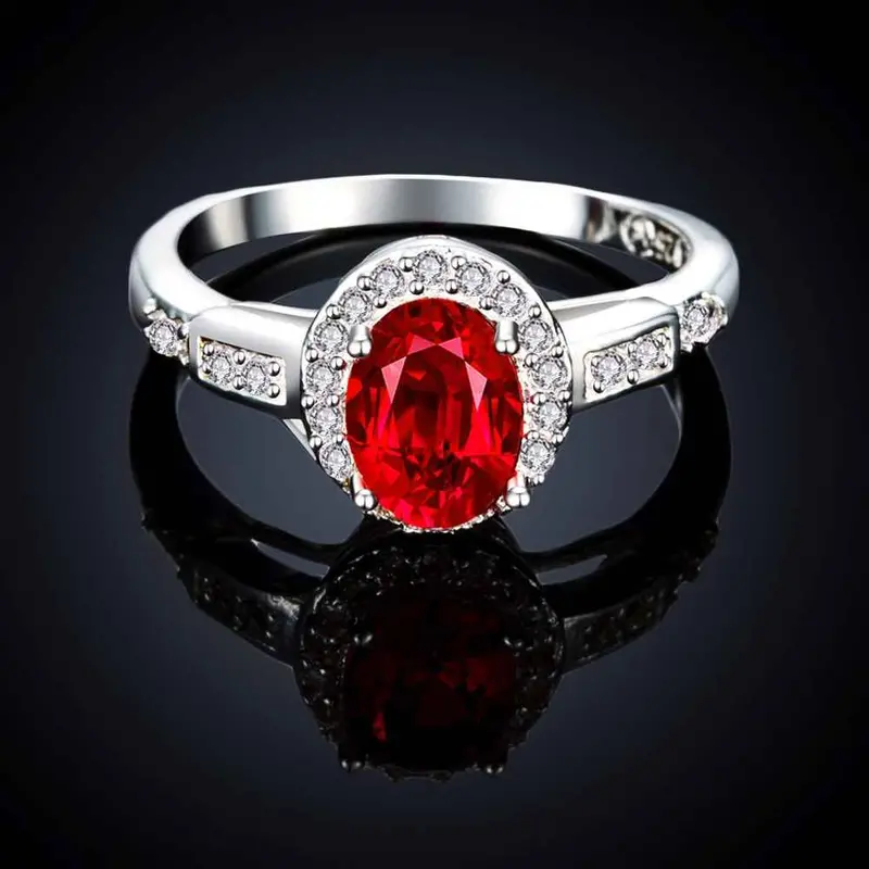 Floating Charms Silver Rings Insets Gem Anel Masculino Ruby Jewelry1 7 4