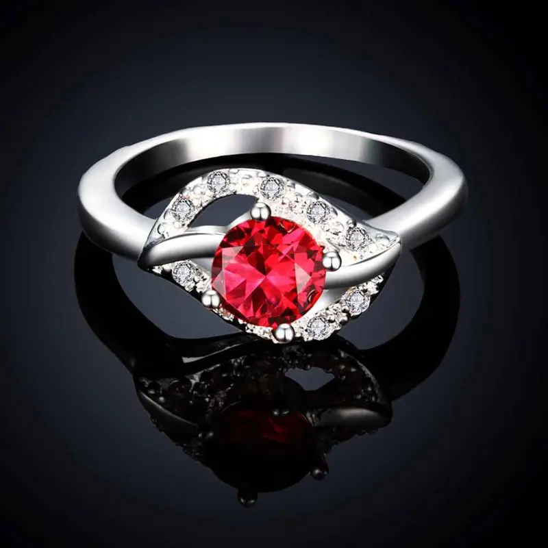 Floating Charms Silver Rings Insets Gem Anel Masculino Ruby Jewelry1 7 6