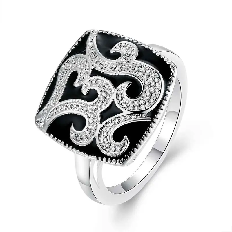 Floating Charms Silver Rings Square Baking Anillos Hand Madeball 675 1