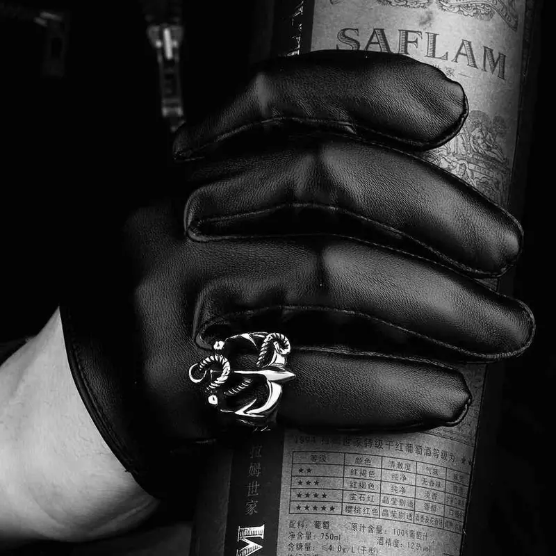 Floating Charms Stainless Steel Rings Ox Horn Anel Masculino Mayar 9 3