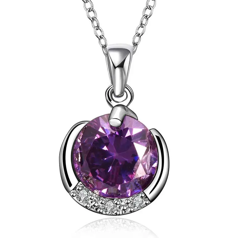 Floating Charms Women Necklace Violet Sky Purple Stone Colares Bijoux Fbln 19 1