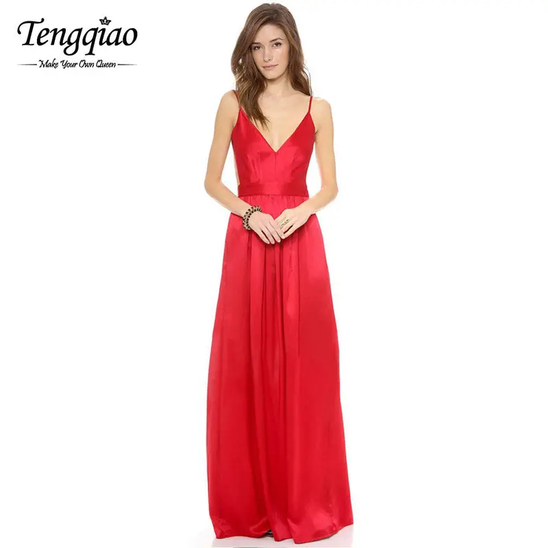 Floor-Length Deep V-Neck Evening Dress – Sleeveless Pleated Formal Long Gown