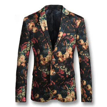 Floral Blazers Jackets Suits Coats Notched Lapel Blazers Veste De Loisir Casual Slim Fit Herren Anzug 1