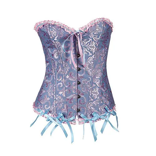Floral Brocade Satin Corset Top – Lace-Up Back Shapewear Bustier