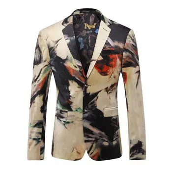 Floral Casual Blazers Nightclub Party Dress Suits Formal Terno Masculino Veste De Loisir Slim Fit Blazers 1