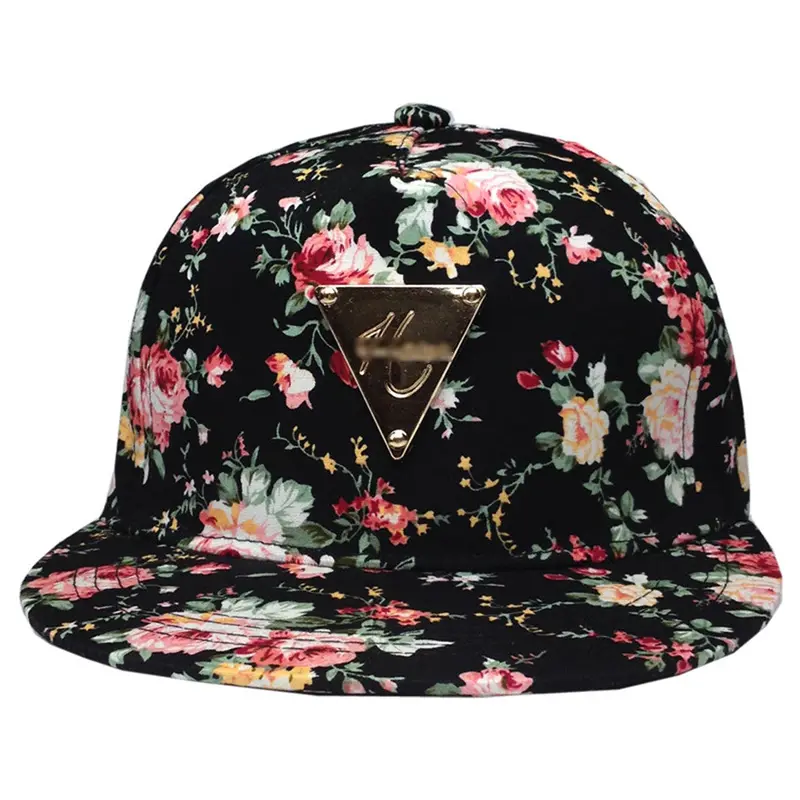 Floral Flower Snapback Hip-Hop Hat Flat Peaked Adjustable Baseball Cap 1