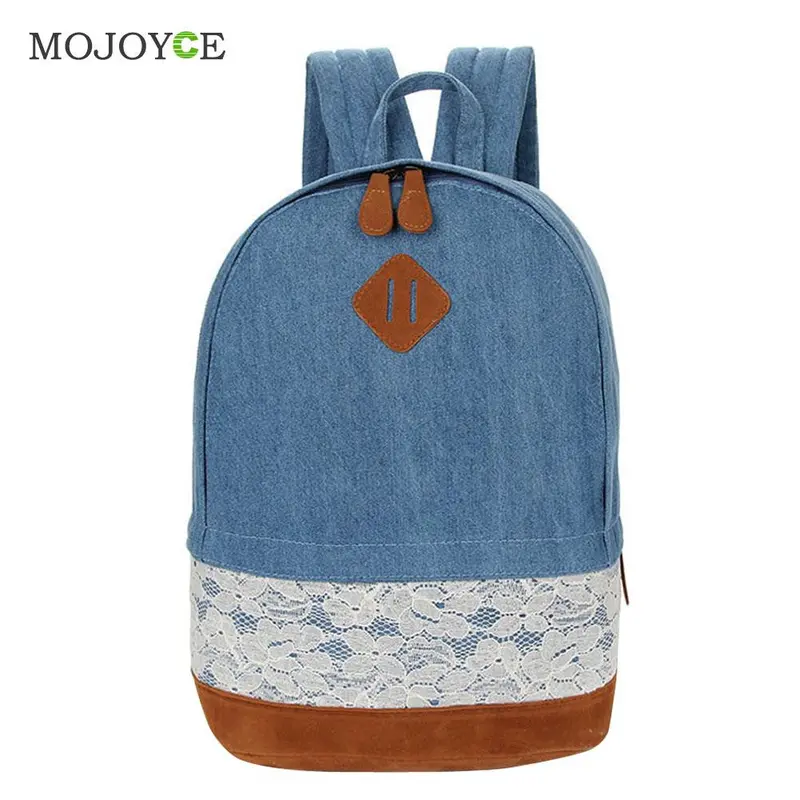 Floral Lace Decor Canvas Backpack Women Bag School Bag For Teenagers Travel Satchel Back Pack Schoolbag Bagpack Mochila Feminina 1