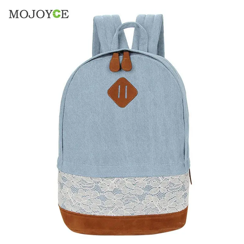 Floral Lace Decor Canvas Backpack Women Bag School Bag For Teenagers Travel Satchel Back Pack Schoolbag Bagpack Mochila Feminina 2