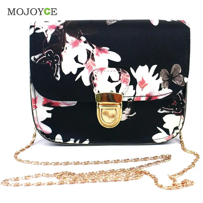 Floral Print Women Leather Handbags Chains Shoulder Crossbody Bag Women Bag Satchel Tote Women Messenger Bags Bolsa Feminina 1