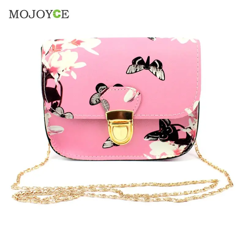Floral Print Women Leather Handbags Chains Shoulder Crossbody Bag Women Bag Satchel Tote Women Messenger Bags Bolsa Feminina 3