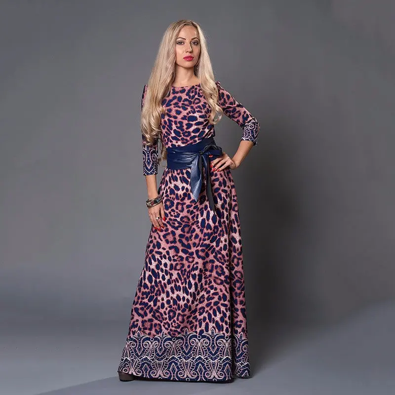Floral Printing Maxi Long Dress Big Sized Three Quarter Sleeve Women Dress Plus Size Printed Boho Dress Xxl 9