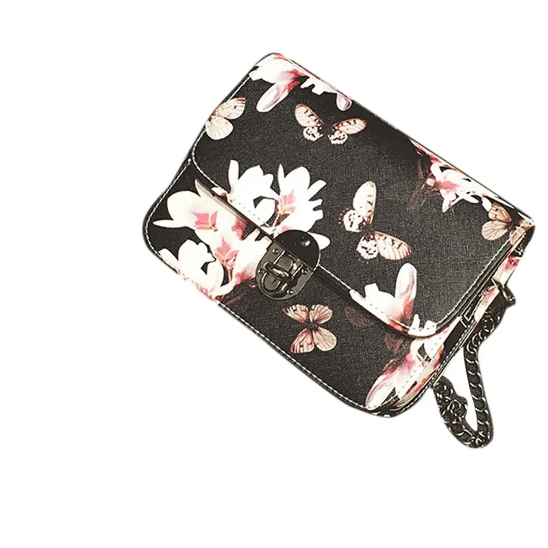 Floral Women Bag Leather Chain Feminina Messenger Bags Hbags Famoussingle Crossbody Shoulder Lady's Bolsos Mujer 1