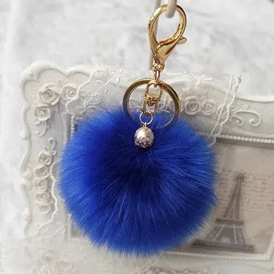Fluffy Ball Keychain Cute Pompom Simulation Rabbit Fur Ball Key Chain For Car Key Ring Car Bag Pendant Chaveiro 3
