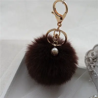 Fluffy Ball Keychain Cute Pompom Simulation Rabbit Fur Ball Key Chain For Car Key Ring Car Bag Pendant Chaveiro 4
